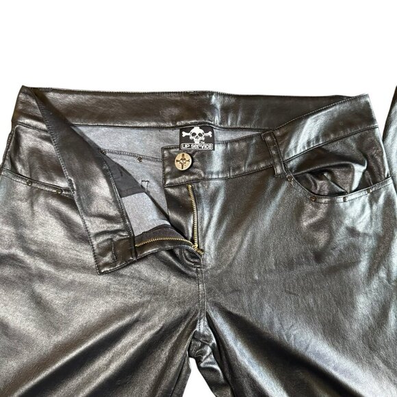 Lip‎ Service Vintage Y2K Black Pleather Goth Punk Biker Pants Womens Size 13 - Picture 6 of 11